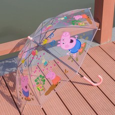 other 돼지 페이지 아동우산 남녀 투명초등학생 캐릭터 우산 아이디어 일한학생어 아기 핑크 1개 46cm*8K