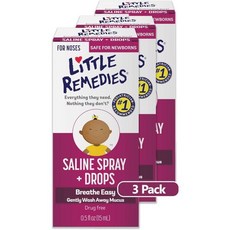 Little Remedies remedies saline spray drops 신생아에게 안전 0.5 Fl. Oz 3개 팩, 0.5 Fl Oz (Pack of 3), Saline Spray/Drops, 15ml