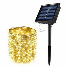아트박스/도토로 태양광 LED 300구 와이어 전구(30m) (웜색), 노란색