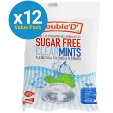 Double D Sugar Free Clear Mint Drops 더블디 무설탕 클리어 민트 드롭 70g 12팩, 12개