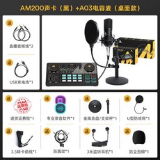 마오노 캐스터 방송용 오디오 인터페이스 마이크 세트 AU-AM200-S1, 애플 충전 라인, 사운드카드+A03정전식마이크