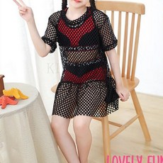 kirahosi 여름 바캉스 패밀리 수영복 엄마딸 모녀룩 84호BD3f4xtx, 블랙 망사3피스성인