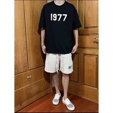USA 남녀공용 순면 캐주얼 레터링 반팔티셔츠