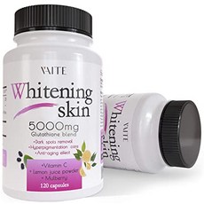 Glutathione Whitening Pills 다크 스팟 여드름 흉터 제거제 5000mg 노화 방지 및 항산화 효과가 있는 비건 피부 표백제, 120 정