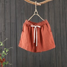 인터프라자 하이웨이스트 스트랩 린넨반바지 여성 단아한 무드 드로스트링 캐주얼바지 여름옷 밴딩웨스트 루즈핏 핫팬츠 트렌드