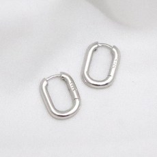 원터치 스퀘어 셀린 925실버 귀걸이_실버