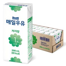 Maeil Milk 1%低脂牛奶, 24個, 200ml