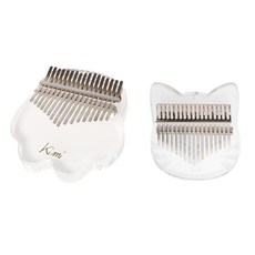 FWT 휴대용 크리스탈 Kalimba Mbira 엄지 피아노 음악 애호가 17 키 고양이+KIMI 아크릴 KALIMBA 손가락 피아노 고양이 발톱