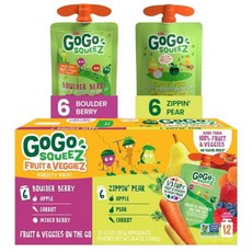 고고 스퀴즈 과일 베지즈 사과 배와 베리 파우치 90g 12팩, 세트, 12개