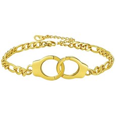 PROSTEEL 남녀 청수갑 디자인 친한 친구 팔찌 스테인레스 스틸 팔찌 구두는 실 B Gold-Anklet(8.5"-10.5")