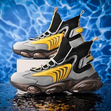 통기성 플라이 직조 경량 스포츠 러닝 하이탑 남성용 신발