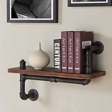 Armen Living Montana 24” Accent Shelf in Walnut Wood Finish with Grey Piping Armen Living Montana 24, 1