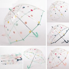 KC인증 감성가득 아동 도트 투명 우산 키즈 돔형 땡땡이 우산