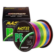 BAKAWA 300M 100M 500M 1000M 12 가닥 꼰 낚싯줄 100 PE 와이어 멀티필라멘트 일본산 25 120LB 잉어 낚시줄 바다 낚시 해수, 1000M-0.165MM-30LB, 12 Strand Muticcolor, 1개