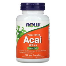 NOW Foods 동결 건조 아사이 500mg 베지캡슐 100정, 1개