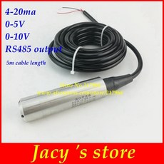 12 24VDC H2O 액체 레벨 센서 통합 레벨 트랜스미터 입력 유형 수위 센서 4 20ma 0 5V 0 10V RS485 출력 압력 트랜스미터, 0-10V 4m 범위