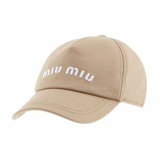 미우미우 5HC179 2DXI F011P 로고 자수 드릴 베이스볼 볼캡