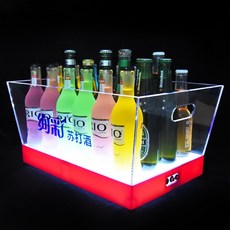 얼음통 LED 라이트 샴페인 양주 얼음보관통 아이스버킷 버켓 플라스틱 칵테일 야광 홈바, 컬러 풀 한 고정 색상, 사다리꼴 12 세트개