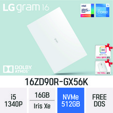 [사은품증정] LG 2023 그램16 16ZD90R-GX56K 13세대 인텔 i5-1340P 윈도우11, 16ZD90R, WIN11 Pro, 16GB, 256GB, 코어i5, 화이트