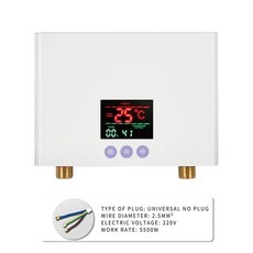 소형전기순간온수기 전기온수기 초미니온수기 미니온수기 미니 전기 온수기 LCD 5500W 탱크리스 순간 가정용 욕실 샤워 온수 고속 난방 110V, 4.WHITE - Au 플러그