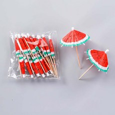 일회용 수박 우산모양 과일꽂이 이쑤시개 칵테일우산 데코, 100개
