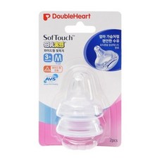 더블하트 소프트터치 모유실감 젖꼭지, M(3개월 이상), 4개입