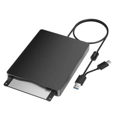 외장 USB 플로피 디스크 리더기 드라이브 FDD 3.5 디스켓 리더 3.0 C 타입 윈도우 10 7 XP PC 3.5 인치 1.44 MB, 1개, 1) Black
