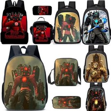 신학기 가방 Skibidi 변기 배낭 도시락 TV 맨 타이탄 카메라맨 보스 연필 케이스 Mochila