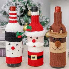 크리스마스 니트 와인병 커버 2세트, 1개, 산타+눈사람