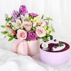99플라워 (당일수령) 수줍은고백+케익 [ST-B445] - 전국꽃배달서비스 기념일 생일 케익 생화 꽃선물 당일배송 꽃상자