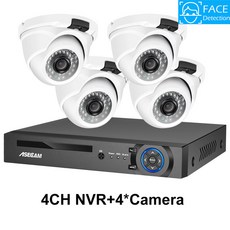 4K 8MP 인공지능 얼굴 검사 안전카메라 CCTV 시스템 POE NVR 키트 영상기록 실외 돔 가정용 인체 모니터링 카메라, 없다, 4CH NVR 4 AI 카메라, 1개