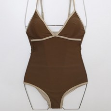 풀빌라 오프닝 초미니 야한비키니 레이싱걸 하이웨스트 와이어 오프숄더 프릴 비키니 수영복, XL, 갈색