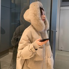 여자오리털패딩 2020뉴타입 여성패딩 미들롱타입 셀럽 동일한타입 덕다운 여우털모자 무릎을넘기는 외투