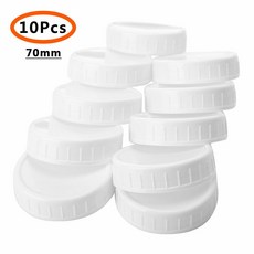 10pcs 플라스틱 저장 모자 뚜껑 표준 정규 입에 대 한 리브 뚜껑 메이슨 항아리 병, 70mm, 하얀색, 10개