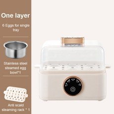 머 포함 전기 계란 보일러 아침 식사 기계 자동 스티머 쿠커 커스터드 스팀 220V 350W, 1 layer with bowl, EU, 1개