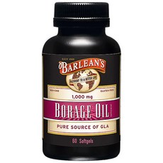 발린스 Barlean's 보라지 오일 1 000mg 60캡슐 GLA 감마리놀렌산 Borage OIl Softgels 보리지, 1개, 60개