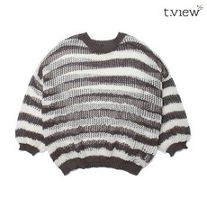 티뷰 스트라이프 그물 니트TWJ8KP202 BR