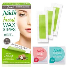 Nad's 네즈 페이셜 왁스 스트립스 2팩 Facial Wax Strips (Pack of 2) - Hypoallergenic All Skin Types Hair Removal For Women At Home Waxing Kit, 2개