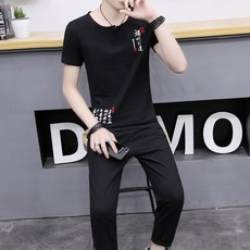 남자 린넨 투피스 상하 세트 마 캐주얼 반팔 바지 QX625053