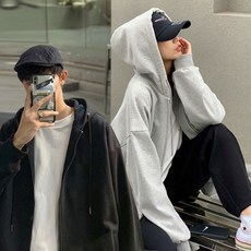 집업 기모 오버핏 학생잠바 남여공용 2color / 후드집업 무지 가을잠바