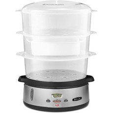 BELLA 9.5 QT 3단 디지털 음식 찜기 건강한 빠른 동시 조리 야채나 고기를 위한 쌓을 수 있는 바구니 쌀곡물 트레이 자동 차단 및 끓이기 건조 보호 스테인리스 스틸