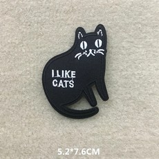 흑백 십자가 고양이 의류 패치 리폼 와펜 스티커 자수 장식 다리미 열, CT-0100, CT-0100, 1개