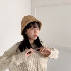 울 꽈배기 뜨개 니트 벙거지모자 3color