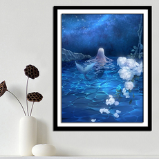 mituki DIY 키트 별빛 바다 아래의 인어공주 보석 십자수, 40*50cm