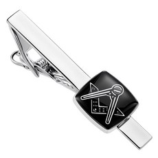 AMITER MaSonic 소닉 타이 클립 남성용 5.6cm(2.25인치) 바 프리메이슨 남편 아버지 남자친구를 위한 맞춤형 선물 실버
