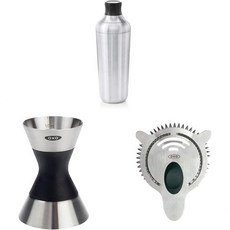 OXO 스틸 싱글월 칵테일 쉐이커 & 더블지거 채반, Shaker + Jigger + Strainer