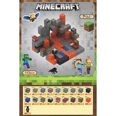  마인크래프트 자석 블록 벽돌 던전 다이아몬드 구현 마그네틱 피규어, 30. 광산모험 143블록 + 4피규어 