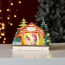 크리 에이 티브 크리스마스 빛나는 목조 주택 LED 조명 절묘한 집 장식품 방 주방 농가 캐비닛, 보여진 바와 같이