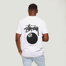 stussy 반팔 남성 여름 유럽과 미국 조수 브랜드 라운드 넥 8 볼 성격 인쇄 느슨한 티셔츠 패션 하프 슬리브