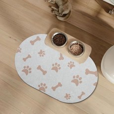 YCT 반려견 사료 매트 - 고양이 접시 그릇 음식과 물을 위한 얼룩 없는 간편한 청소 흡수성 퀵 드라이 반려동물 11.8"x18.1" 베이지, 18.1 x 11.8 inches_Beige（Oval）, Beige（Oval）, 1개
